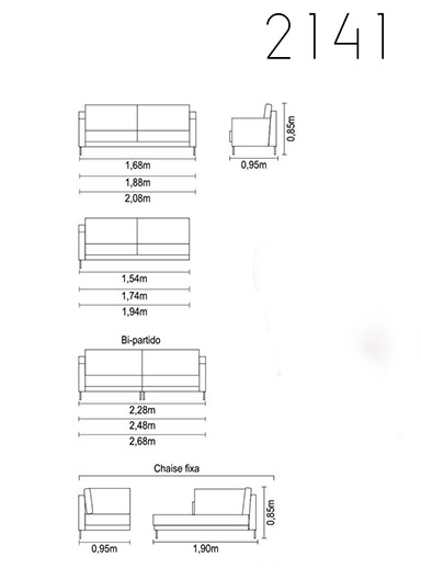 Sofá fixo para escritório e ambientes 2141 medidas