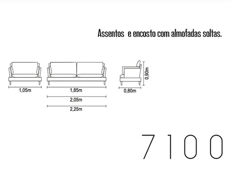 Sofá fixo para escritório e ambientes 7100 medidas